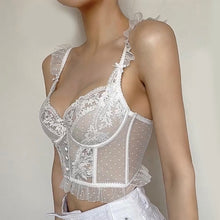 Load image into Gallery viewer, White Floral Embroidered Bustier
